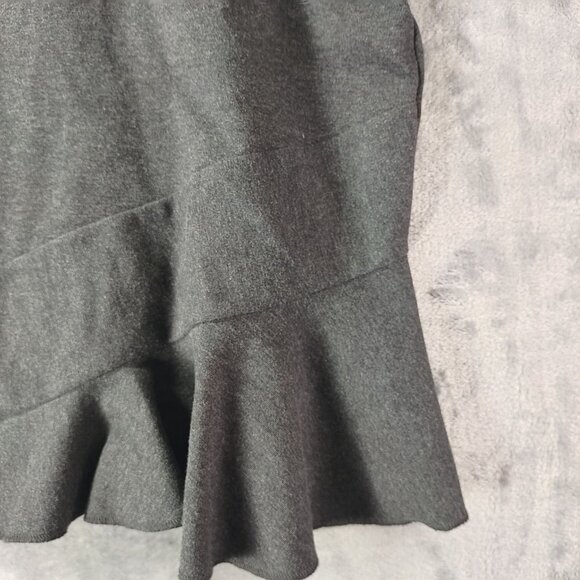 J Crew Womens Charcoal Gray Structured Peplum Ruffle Hem Top‎ Style C0770 S - Picture 3 of 8